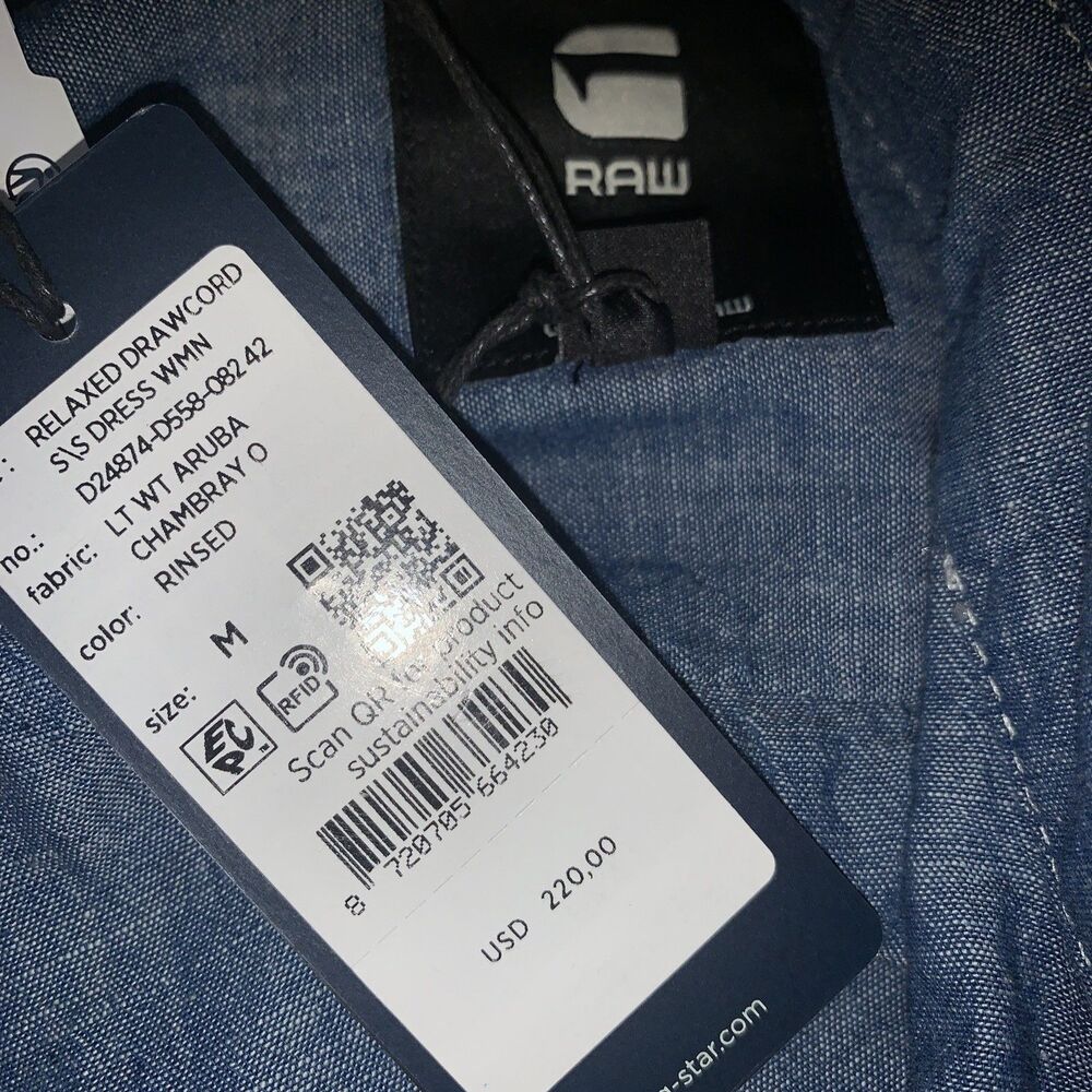 G-Star RAW Women's Chambray  Dress Denim Sz Medium Lightweight NWT Relaxed - Picture 9 of 12